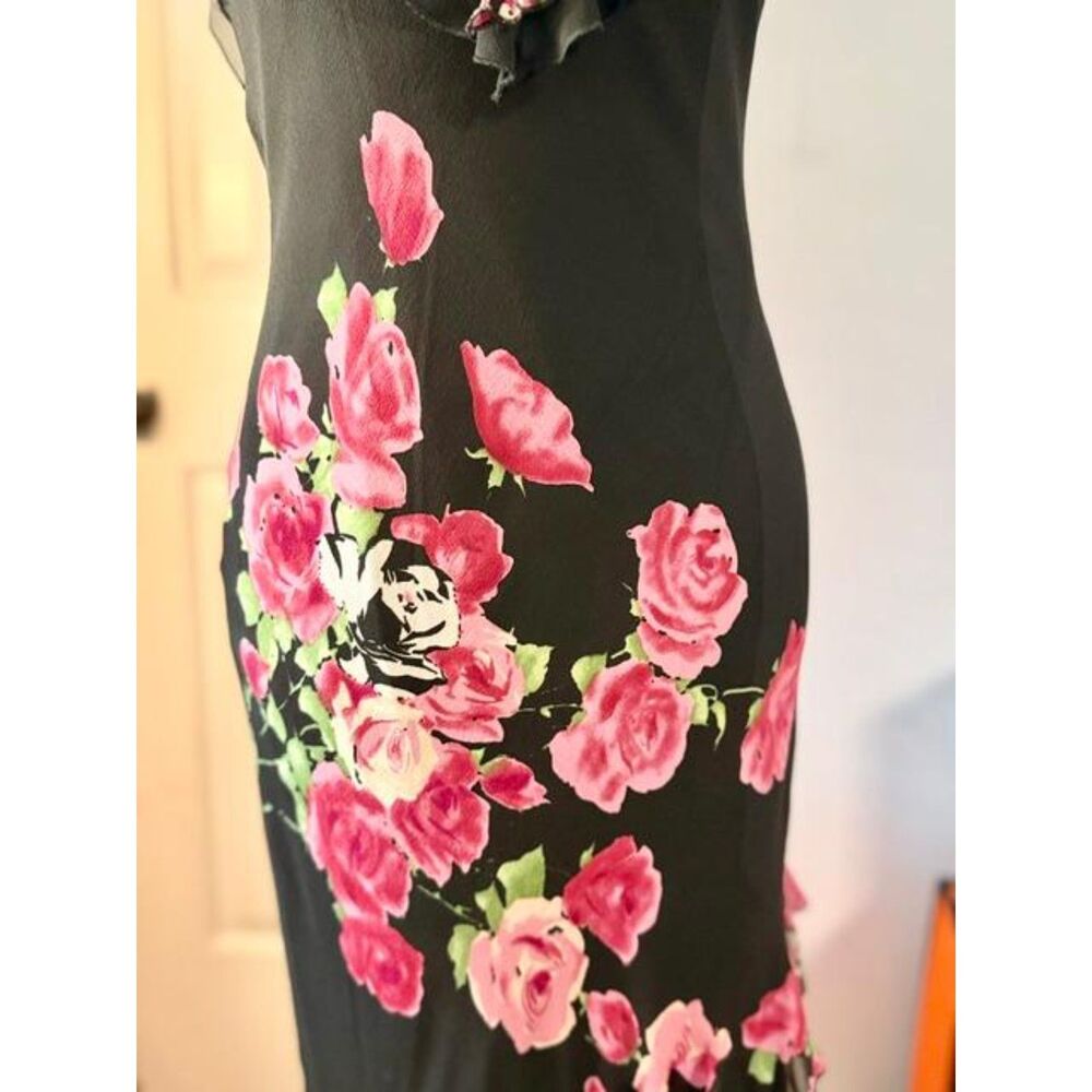 Vintage Sue Wong Size 8 Black Pink Rose Floral High-Low Evening Dress Y2K - Picture 11 of 11